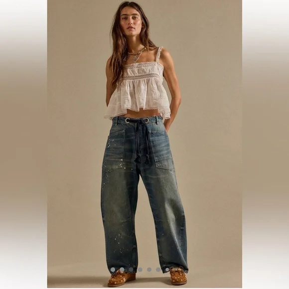 FREE PEOPLE WE THE FREE MOXIE PULL-ON BARREL JEANS | 31 - Picture 2 of 16